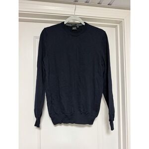 Hugo Boss, Finest Italian Yarn, Navy Crew Neck Sweater, Mens Size Large